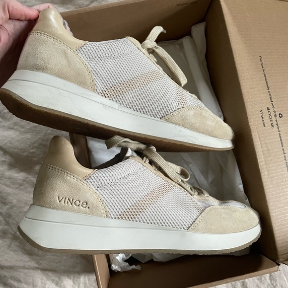Vince Shoes - Vince Beige and White Ohara sneaker